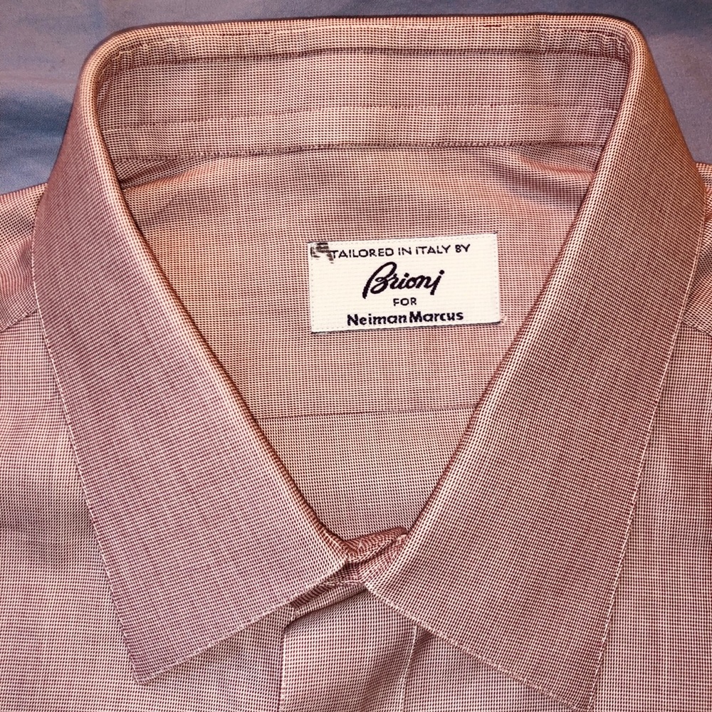 Brioni Button Down Dress Shirt Mens L White red